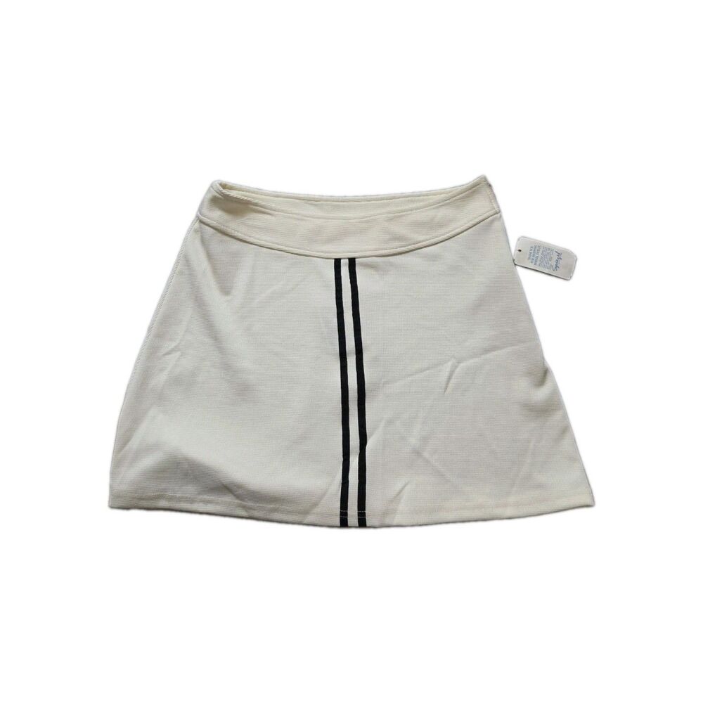 NWT Vintage 90s Blanc Noir Cream Tennis Mini Skirt Womens L Side Zip Made USA